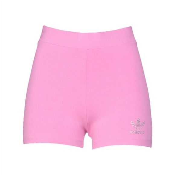 ⭕️ ADIDAS Women’s Shorts Activewear Sport Crystals Logo Pink Small - Picture 1 of 9